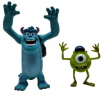 GROW - UNIVERSIDADE MONSTROS - Lote com 2 personagens da Universidade Monstros, o Sulley e o Mike Wazowski. Ambos feitos de plástico rígido, parcialmente articulados. Medidas: 21cm e 18cm. Observações: Possuem pequenas marcas e manchas de uso.