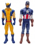 HASBRO / MARVEL - Lote com 2 figuras de ação, sendo um o Capitão América e o outro o Wolverine. Feitos em plástico rígido, medida: 29cm cada. Articulado. Possui pequenas marcas de uso.