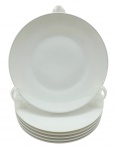 ROSENTHAL SELB GERMANY - Parte de serviço de jantar composto por 06 pratos rasos, decorados com filetes em azul claro perolizado e vitrificado. Em porcelana alemã. Medidas: 25 cm (diâm.).