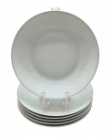 ROSENTHAL SELB GERMANY - Parte de serviço de jantar composto por 06 pratos fundos, decorados com filetes em azul claro perolizado e vitrificado. Em porcelana alemã. Medidas: 23 cm (diâm.).
