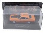 COLEÇÃO CARROS INESQUECÍVEIS DO BRASIL - FORD MAVERICK GT (1974) - Miniatura do icônico carro Ford Maverick GT de 1974, em escala 1:43. Lacrado. Feito de ferro com partes plásticas e pneus de borracha. Acomodado em uma base de plástico com proteção em acrílico.