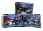 MAISTO - FRESH METAL - 2 WHEELERS - Lote com 3 motos da Maisto, em escala 1:18, lacradas. Embalagens pouco desgastadas.
