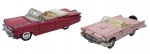 S - Lote com 2 miniaturas de ferro com partes plásticas em escala 1:35. Possuem pneus de borracha e são movidos à fricção. Modelos: FORD THUNDERBIRD 1956 e CHEVROLET IMPALA1959. Podem conter ínfimos detalhes e desgastes.