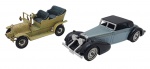 MATCHBOX - MODELS OF YESTERYEAR - Lote com 2 miniaturas Matchbox, feitas em ferro com partes plásticas. Pneus de borracha, escalas diferentes, 1:55 e 1:64. Modelos: HISPANO-SUIZA 1938 e SPYKER 1904. Feitos na Inglaterra. Podem conter ínfimos desgastes e marcas.