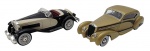 ALTAYA - Lote com 2 miniaturas feitas de ferro com partes plásticas, em escala 1:43, modelos: DELAGE D8 120 e DUESENBERG SSJ.