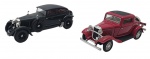 ALTAYA / ROAD SIGNATURE - Lote com 2 miniaturas feitas de ferro com partes plásticas, em escala 1:43, modelos: BENTLEY SPEED SIX BLUETRAIN e FORD 32 3 WINDOW COUPE. Pode conter ínfimas marcas e desgastes.