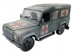 HONGWELL - NEW DISCOVERY - LAND ROVER SERIES III - Miniatura de ferro com partes plásticas da Land Rover como ambulância militar em cenário de neve. Partes móveis, rodas livres e pneus de borracha. Pode conter ínfimas marcas ou desgastes.