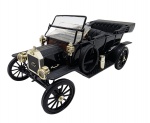 UNIVERSAL HOBBIES - FORD MODEL T - Miniatura de ferro com partes plásticas em escala 1:18, retratando o Ford modelo T. Rodas livres e pneus de borracha. Pode conter ínfimas marcas. Avaria no vidro frontal (parte quebrada e vidro solto).