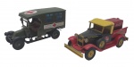 MATCHBOX -  MODELS OF YESTERYEAR - Lote com 2 miniaturas Matchbox, feitas na Inglaterra, antigas,  retratando 1930FORD MODEL A PICKUP e RENAULT AMBULANCE, em escala 1:47, com partes móveis, rodas livres, pneus de borracha e feita de metal com partes plásticas. Pode conter ínfimas marcas ou desgastes.