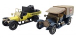 MATCHBOX -  MODELS OF YESTERYEAR - Lote com 2 miniaturas Matchbox, feitas na Inglaterra, antigas,  retratando 1918 CROSSLEY R.A.F. TENDER, em escala 1:47, com partes móveis, rodas livres, pneus de borracha e feita de metal com partes plásticas. Pode conter ínfimas marcas ou desgastes.