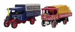 MATCHBOX -  MODELS OF YESTERYEAR - Lote com 2 miniaturas Matchbox, feitas na Inglaterra, antigas,  retratando 1922 FODEN e 1918 ATKINSON STEAM WAGGON, em escala 1:47, com partes móveis, rodas livres, pneus de borracha e feita de metal com partes plásticas. Pode conter ínfimas marcas ou desgastes.