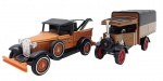 MATCHBOX -  MODELS OF YESTERYEAR - Lote com 2 miniaturas Matchbox, feitas na Inglaterra, antigas,  retratando FORD MODEL A e 1922 FODEN C' TYPE STEAM WAGON, em escala 1:47, com partes móveis, rodas livres, pneus de borracha e feita de metal com partes plásticas. Pode conter ínfimas marcas ou desgastes.
