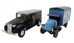 MATCHBOX -  MODELS OF YESTERYEAR - Lote com 2 miniaturas Matchbox, feitas na Inglaterra, antigas,  retratando 1937 G.M.C.  e 1920 MACK TRUCK, em escala 1:47, com partes móveis, rodas livres, pneus de borracha e feita de metal com partes plásticas. Pode conter ínfimas marcas ou desgastes.