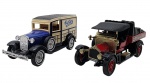 MATCHBOX -  MODELS OF YESTERYEAR - Lote com 2 miniaturas Matchbox, feitas na Inglaterra, antigas,  retratando FORD MODEL A  e 1918 CROSSLEY, em escala 1:47, com partes móveis, rodas livres, pneus de borracha e feita de metal com partes plásticas. Pode conter ínfimas marcas ou desgastes.