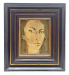 TULIO CORDEIRO - Quadro, OST, ano 1993, assinado, CID, intitulado "Clarice Lispector"; com dedicatória do artista ao jornalista Arthur José Poerner (1939-2022), também escritor, professor e compositor brasileiro, considerado o grande historiador do movimento estudantil no país; ganhando notoriedade por sua oposição ao período militar e por sua obra de referência sobre a resistência dos jovens; moldura em madeira; medidas com moldura: 50 x 45 cm; medidas sem moldura: 26 x 21 cm.