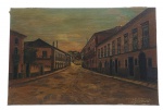 J. MENDEL - Quadro, ano 1973, OST, assinado, CID, intitulado Terreiro, Leiria, Portugal. Obs: "Terreiro" é o nome popular do Largo Cândido dos Reis, uma praça histórica no coração de Leiria, Portugal. Sem moldura. Medidas: 92 x 61 cm. Tela restaurada em dezembro de 1997, conforme informação manuscrita no verso. Tela com alguns pontos de desgaste.