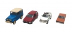 MAISTO - DODGE DART, TOYOTA BANDEIRANTE, FIAT UNO e FORD F-SERIES  - Lote com 4 miniaturas em metal com partes plásticas, rodas livres e pneus de borracha. Escala 1:43. Podem conter pequenas marcas.