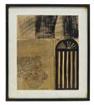 ÁUREO ABÍLIO - Quadro, técnica mista sobre papel, assinado na parte inferior central, representando arte abstrata. Moldura em madeira com paspatur e frontal de vidro. Medidas com moldura: 32 x 37 cm. Medidas sem moldura: 24 x 27 cm. Papel com manchados.