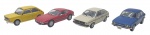 PCT - Lote com 4 miniaturas da PCT, em metal com partes plásticas, rodas livres pneus de borracha. Escala 1:43. Podem conter ínfimas marcas. Gol com retrovisor ausente.