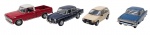 COLEÇÃO CARROS INESQUECÍVEIS DO BRASIL - Lote com 4 miniaturas em metal com partes plásticas, pneus de borracha e rodas livres. Podem conter pequenas marcas ou desgastes. SIMCA e F100 com peça ausente.