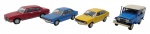 COLEÇÃO CARROS INESQUECÍVEIS DO BRASIL - Lote com 4 miniaturas representando carros que marcaram e marcam o Brasil, em metal com partes plásticas, rodas livres pneus de borracha. Escala 1:43. Podem conter ínfimas marcas.