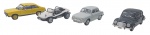 COLEÇÃO CARROS INESQUECÍVEIS DO BRASIL - Lote com 4 miniaturas representando carros que marcaram e marcam no Brasil, em metal com partes plásticas, rodas livres pneus de borracha. Escala 1:43. Podem conter ínfimas marcas.