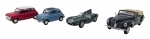 DEL PRADO COLLECTION - Lote com 4 miniaturas representando carros que marcaram e marcam no Brasil o no mundo, em metal com partes plásticas, rodas livres pneus de borracha. Escala 1:43. Podem conter ínfimas marcas.