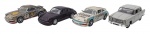 VITESSE - Lote com 4 miniaturas  de fabricação portuguesa, representando carros que marcaram e marcam no Brasil o no mundo, em metal com partes plásticas, rodas livres pneus de borracha. Escala 1:43. Podem conter ínfimas marcas. Uma miniatura está com um retrovisor ausente.