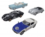 DEL PRADO COLLECTION - Lote com 4 miniaturas representando carros que marcaram e marcam no Brasil o no mundo, em metal com partes plásticas, rodas livres pneus de borracha. Escala 1:43. Podem conter ínfimas marcas.
