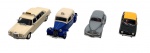 COLEÇÃO TÁXIS DO MUNDO - Lote com 4 miniaturas representando táxis que marcaram e marcam no Brasil o no mundo, modelos de carros que foram ou são usados como táxis por diversos países. Feitos em metal com partes plásticas, rodas livres pneus de borracha. Escala 1:43. Podem conter ínfimas marcas.