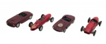 SHELL - FERRARI - Lote com 4 miniaturas da icônica empresa italiana Ferrari da Shell, todas em metal com partes plásticas, rodas livres e pneus de borracha. Escala 1:43 aproximadamente. Podem conter ínfimas marcas.