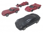 SHELL - FERRARI - Lote com 4 miniaturas da icônica empresa italiana Ferrari da Shell, todas em plástico rígido, rodas livres e pneus de borracha. Escala 1:43 aproximadamente. Podem conter ínfimas marcas.