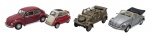 HONGWELL - Lote com 3 miniaturas da Hongwell, feitas em Taiwan. Representando carros que marcaram no mundo, em metal com partes plásticas, rodas livres. Escala 1:43. Podem conter ínfimas marcas.