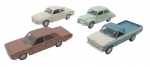 MAISTO - Lote com 4 miniaturas da Maisto, feitos de ferro com partes plásticas, pneus de borracha, escala 1:36. Podem conter ínfimas marcas e desgastes.