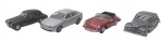SCHUCO / BURAGO / STARLINE MODELS / DEA - Lote com 4 miniaturas de ferro com partes plásticas, rodas livres, modelos: BMW 502, ALFA ROMEO 156, PORSCHE 356B e FIAT 1100 S BERLINETTA. Em escala 1:43. Podem conter ínfimas marcas.