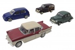 LLEDO / BURAGO / SOLIDO - Lote com 4 miniaturas de ferro com partes plásticas, rodas livres. Em escala 1:43. Feitas na Grã-Bretanha, Itália e França.  Podem conter ínfimas marcas.
