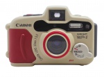 CANON - SURE SHOT WP-1 - Antiga câmera analógica compacta de 35mm lançada na década de 90, com resistência à água. Lente Canon 32mm com abertura f/.5, sistema de foco automático AiAF de 3 pontos. Utiliza rolos padrão de filme 35mm e funciona com bateria de lítio CR123A de 3V. Não testada, tampa traseira não está fechando.