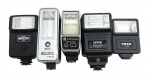 FLASH - Lote com 5 Flashes, modelos diferentes e marcas diferentes. Marcas: YASHICA, TRON,  SUNPARK, NATIONAL e METZ. Não testados.