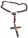 <B>ARTE SACRA</b>, um (1) grande terço com contas esféricas confeccionadas em madeira, medindo 87cm.