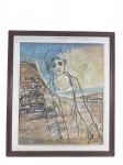 Aldo Garcia Roza (nascido no Espírito Santo em 1907 e falecido no Rio de Janeiro em 1997), "Menino", óleo sobre eucatex. Rio, Nov - 1983, moldura em madeira, medindo 66x57,5cm e obra 53,5x44,5cm.