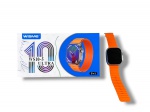 RELÓGIO, um (1) relógio inteligente/smartwatch da marca Wisme, modelo WS10-5 Ultra, com pulseira em silicone na cor laranja e caixa retangular com tela preta, acompanha embalagem original com inscrição WS10-5 Ultra e indicação 5+1, apresentando leves sinais de uso, manchas e desgastes na embalagem, funcionamento não testado, vendido no estado.