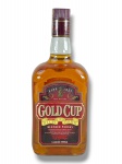 BEBIDA, uma (1) garrafa antiga de whisky Gold Cup Rich & Dark, blended whisky, conteúdo 1000ml, garrafa em vidro com líquido aparente em seu interior, rótulo frontal em tons preto, vermelho e dourado, com inscrição Elaborado com malte whisky escocês importado e destilado nacional, lacrada, porém, sem garantia de integridade do líquido interno.