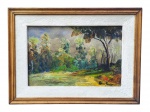NELSON PEREIRA, "Paisagem", óleo sobre tela com falhas, moldura em madeira com cupim tratado, necessita reparo no encaixe da moldura e chassi, medindo 40,5x55cm e 27,5x41cm.