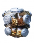 VIDRO, um (1) grande baleiro de 10 gomos confeccionados em vidro translucido com estrutura metálica com sinais de oxidação e necessitando revisão, tampa em alumínio e gomos em excelente estado, medindo 50x46cm.