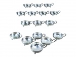 METAL PRATEADO, dezesseis (16) taças para sobremesa confeccionadas em metal espessurado a prata da manufatura EBERLE com cabo liso e pés em bola, medindo 5x11x8,5cm