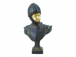LEROY, um (1) sinete confeccionado em bronze com rosto em marfim representando guerreiro medieval, medindo 6cm de altura.