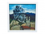 M. SHIAZ, "O Profeta Ezequiel", óleo sobre tela, datada de 2001, (obra nº 1600) marcado no verso, moldura em madeira com patina branca, medindo 33,5x33,5cm e tela 30x30cm. Imperceptíveis falhas na pintura e na moldura.