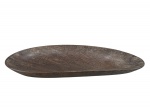 DIVERSOS, uma (1) gamela confeccionada em madeira escura, medindo 32x12cm, pequena fissura na borda.
