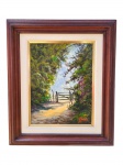 ASSINATURA DESCONHECIDA, "Paisagem Campestre", óleo sobre eucatex, datado de 1991, moldura em madeira escura, medindo 54x46cm e obra 34x26cm.