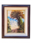 ASSINATURA DESCONHECIDA, "Paisagem Campestre", óleo sobre eucatex, datado de 1991, moldura em madeira escura, medindo 52x44cm e obra 34x26cm.